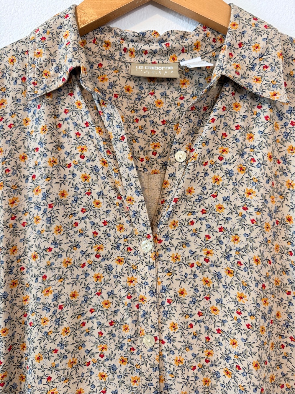 Vintage Liz Claiborne Floral Maxi Dress Cottagecore Prairie Petite 12 - Picture 4 of 8